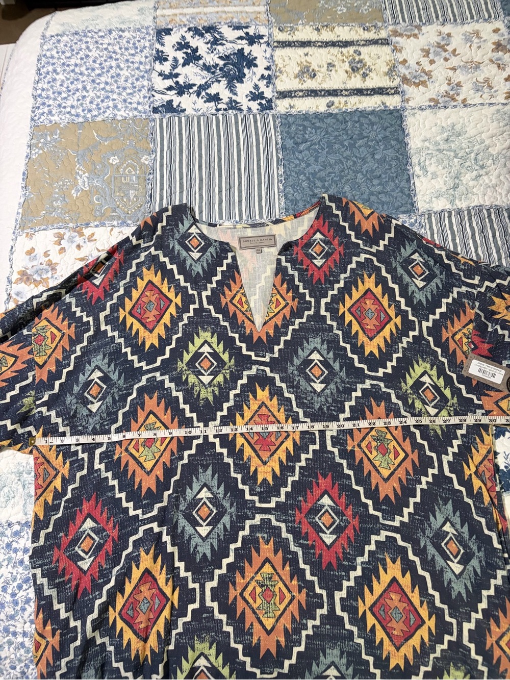 Double D Ranch Navy Aztec V-Neck dress. New with tag. - Picture 5 of 5